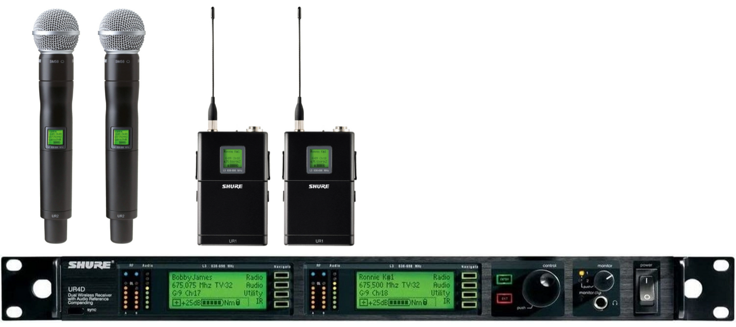 Shure UR4D J5 Dual receiver Used Package