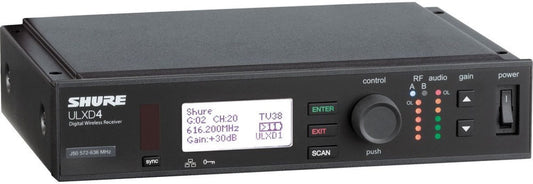 Shure ULXD4-G50 half rack digital wireless receiver front panel