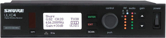 Shure ULXD4-V50 VHF digital wireless receiver front panel
