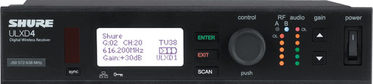 Shure ULXD4-GV-H50 government executive half rack receiver front panel
