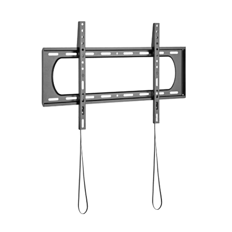 Direct frontal view of the VSYS heavy-duty 80kg fixed display bracket, highlighting the open-architecture cooling plate perfect for 4K digital signage installations in high-end DIFC boardrooms, distributed by Trianze Tech