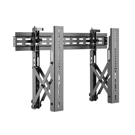 Frontal open-architecture view of the VSVW02-46T pop-out mount locked into a flush 68mm profile, illustrating the heavy-duty AV integration design with anti-theft security required for professional UAE corporate fit-outs and Trianze Tech enterprise deployments