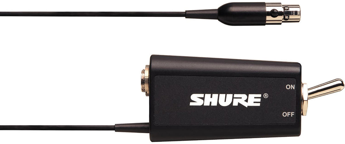 Shure WA661 in-line mute switch for one Shure bodypack transmitter with metal belt clip, main product view