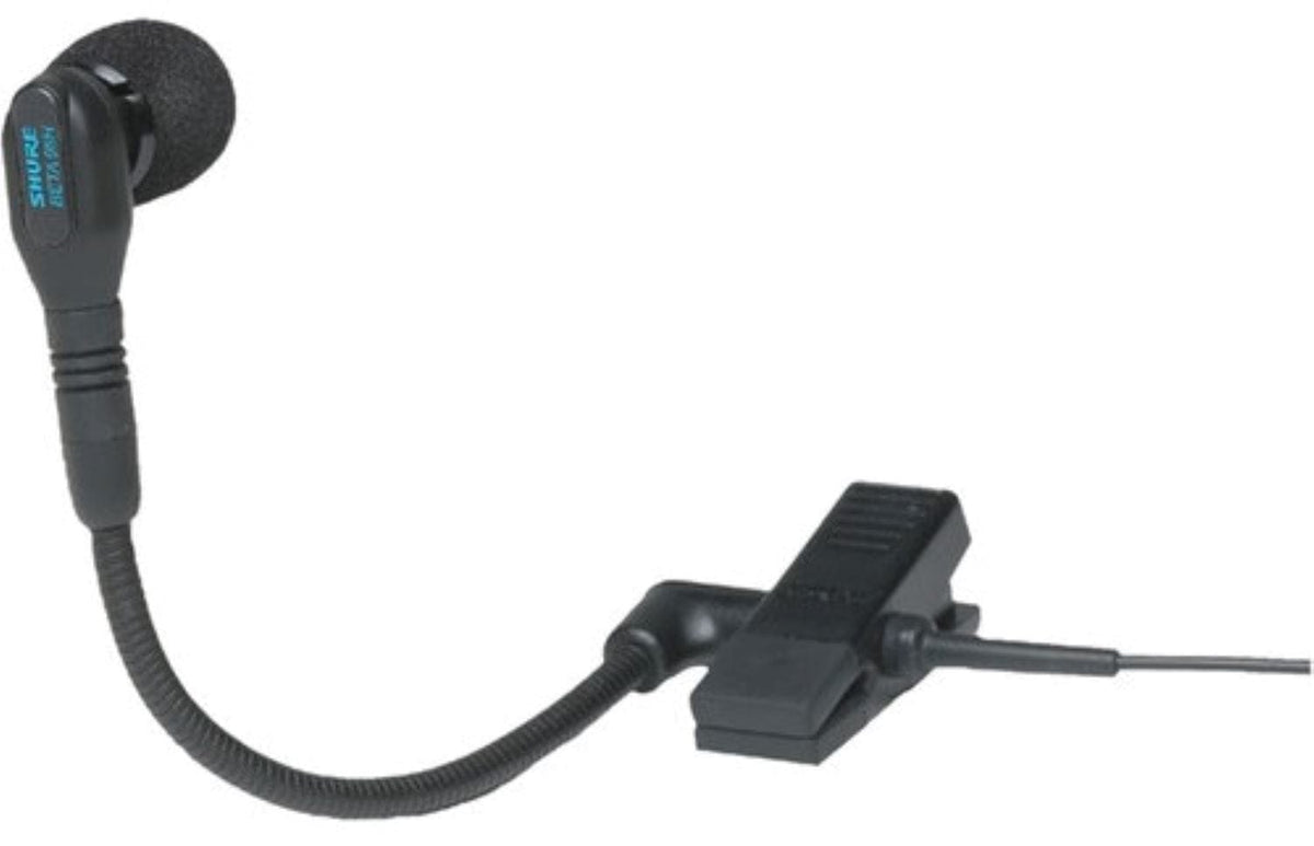 Shure BETA 98H/C microphone clamped onto instrument bell