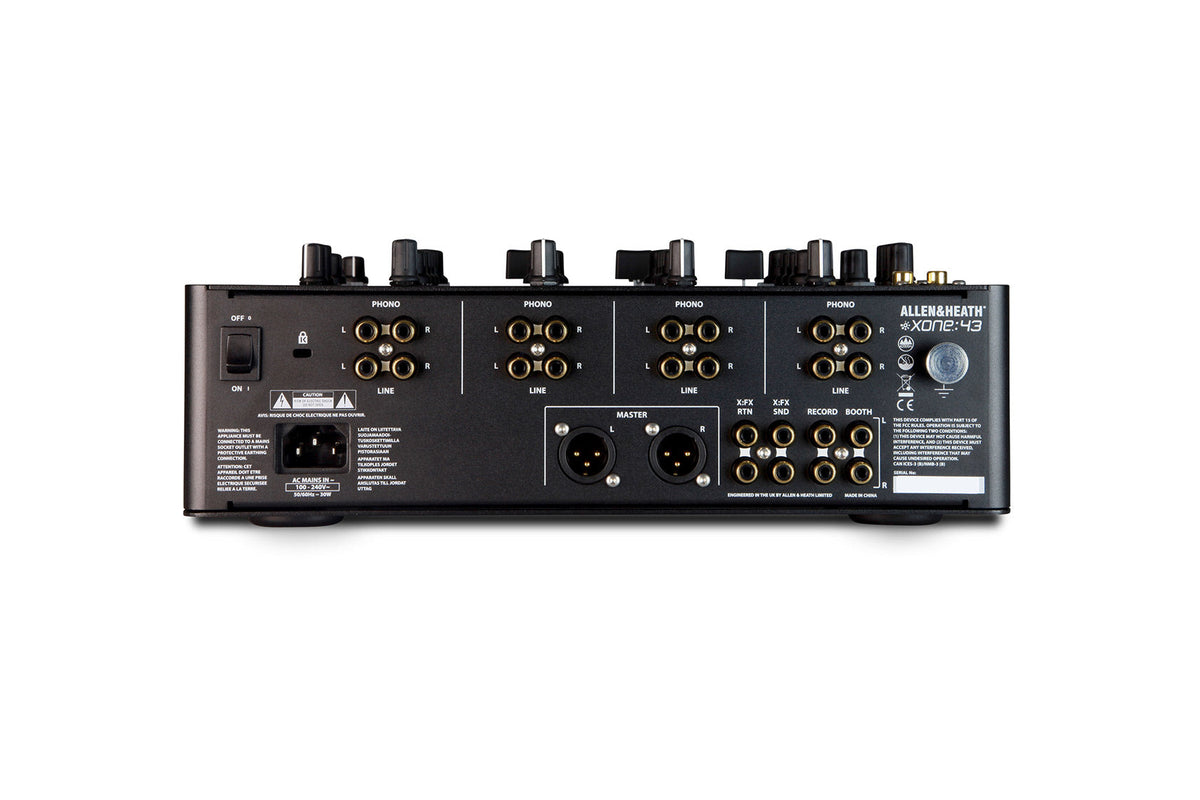 Allen & Heath XONE:43 club DJ mixer rear panel