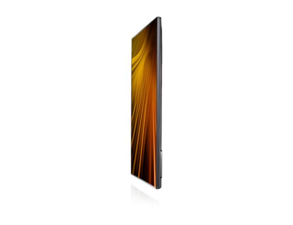 Side profile view of ultra slim 29.9mm depth Samsung UE46A commercial video wall panel on a flush mount