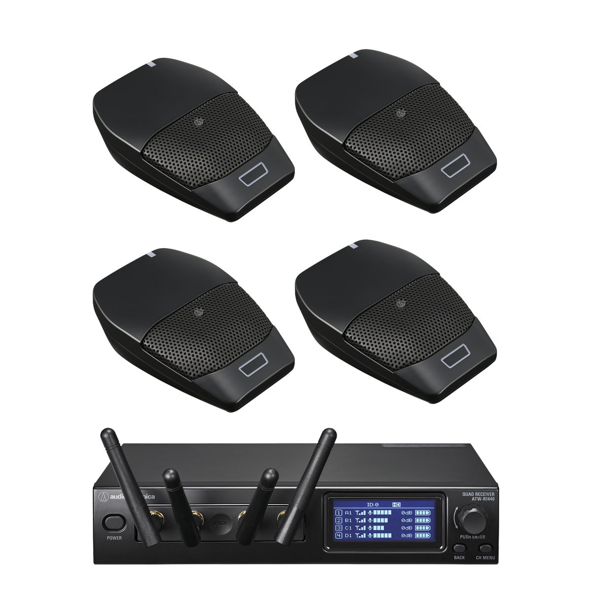 Audio-Technica ATW-1446 System 20 PRO Quad Wireless Boundary Microphone System product photo