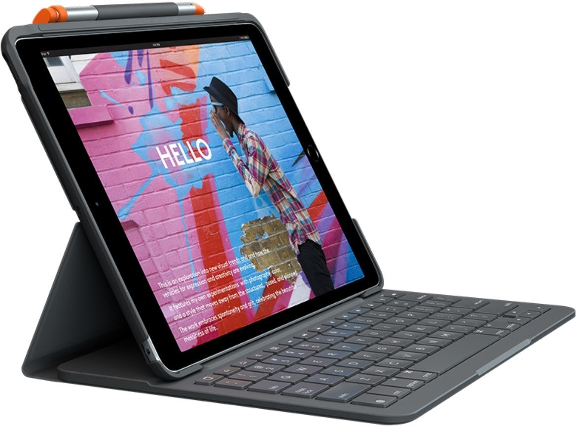 Logitech Slim Folio keyboard case for iPad Air 3rd Gen Graphite front view