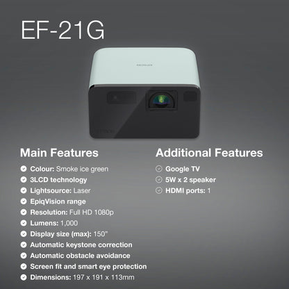 Epson EpiqVision EF-21G: 1,000 Lumens 3LCD Laser Projector, view 4