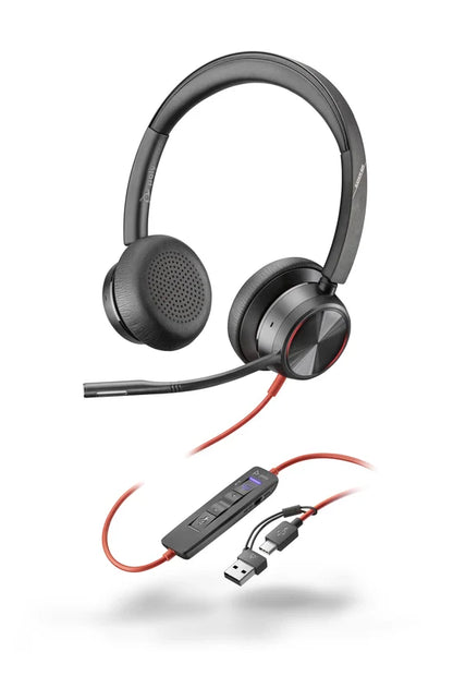 Poly Blackwire 8225 wired USB-C headset front view