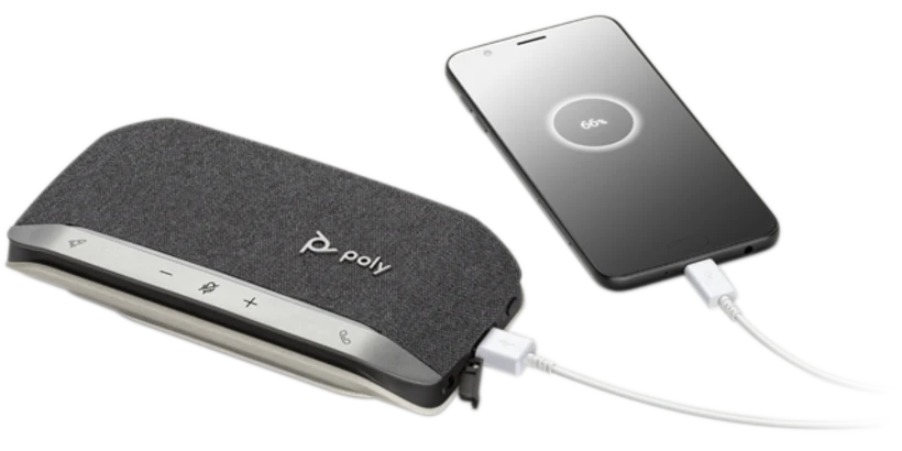 Poly SYNC 20 speakerphone folded for travel