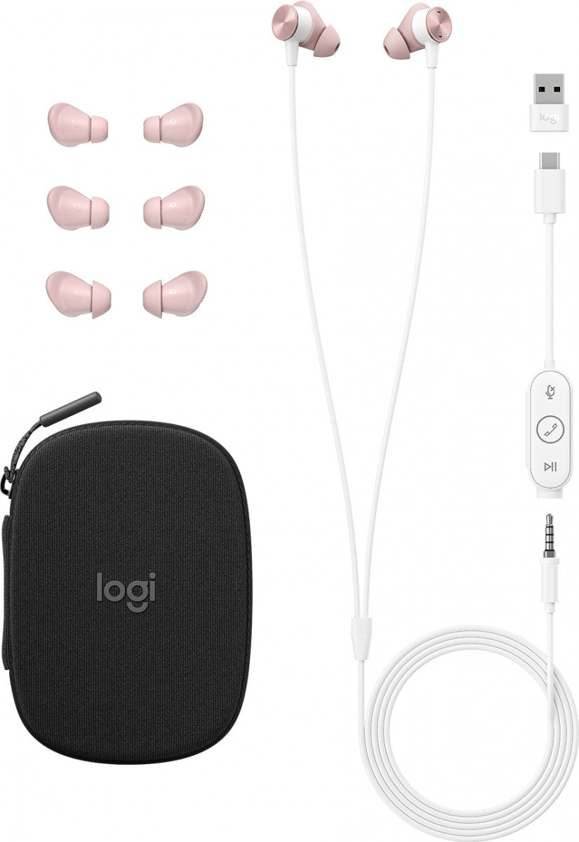 Logitech Zone Wired Earbuds: USB-C In-Ear Headset Certified for Microsoft Teams