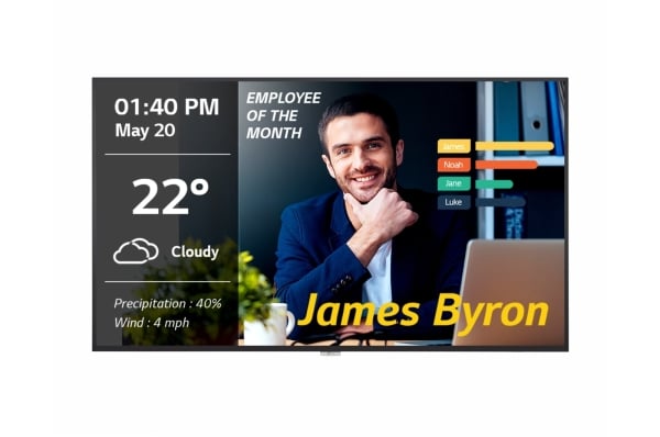 LG 75UH5F-H 75 Inch Non-Glare UHD Signage Display with Crestron and Cisco Certification