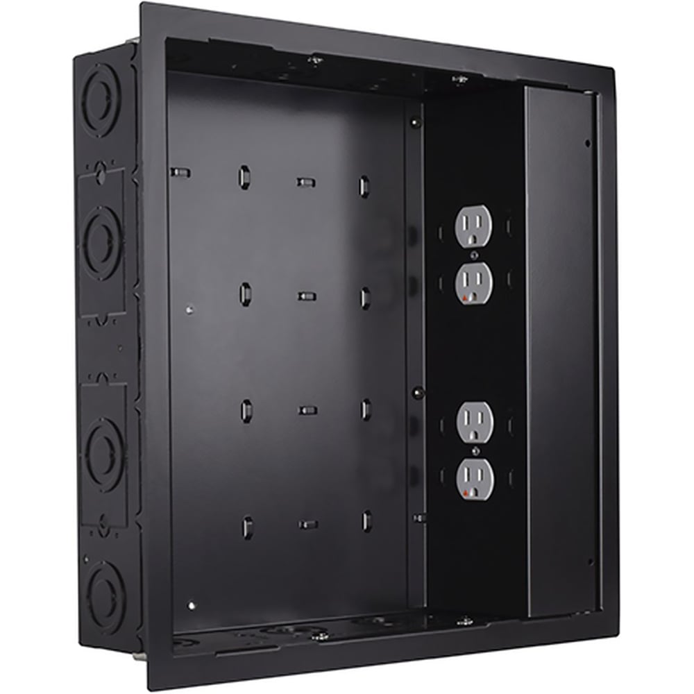 Chief PAC526FBP4 In-Wall Large Black, with Surgex 2 Outlets