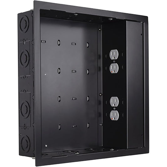 Chief PAC526FBP4 In-Wall Large Black, with Surgex 2 Outlets