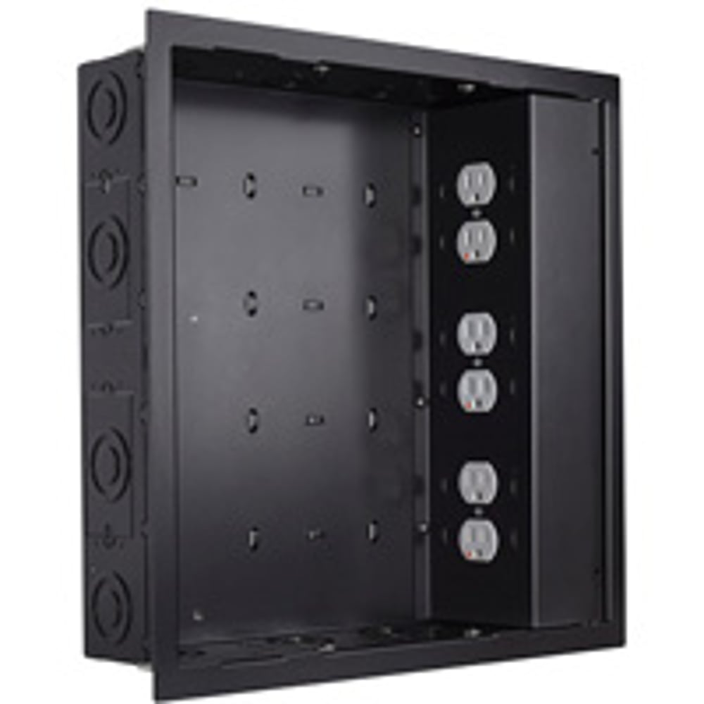 Chief PAC526FBP6 In-Wall Large Black, with Surgex 3 Outlets