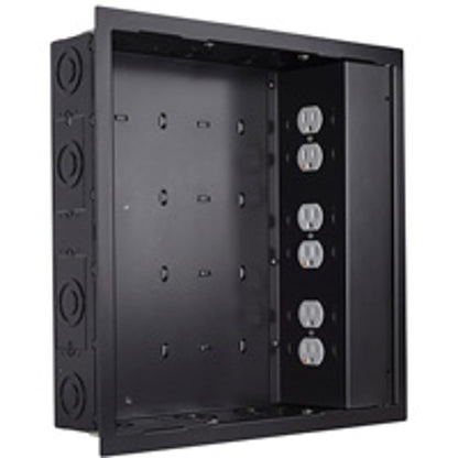 Chief PAC526FBP6 In-Wall Large Black, with Surgex 3 Outlets