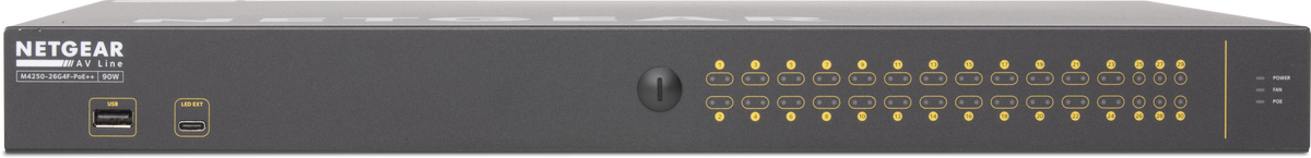 Q-SYS NS26-1440++: 26-port Q-SYS switch, 24x PoE++, 1440 W