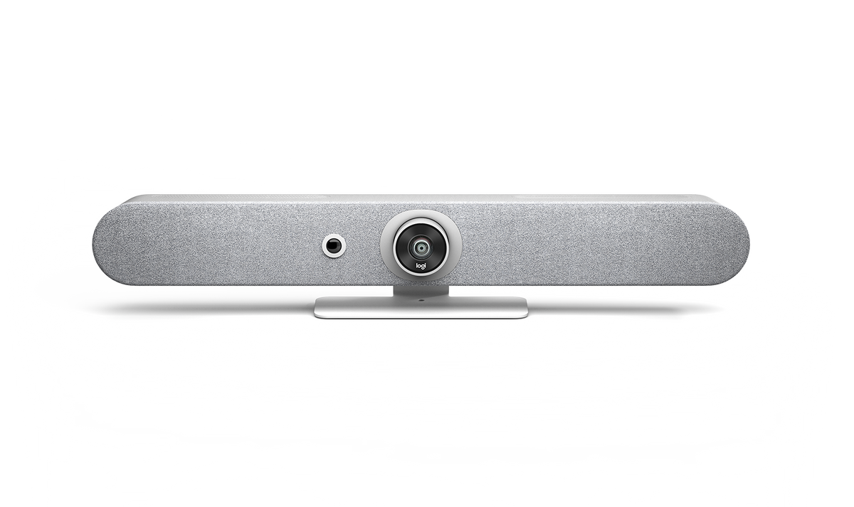 Logitech Rally Bar Mini mounted in small meeting room