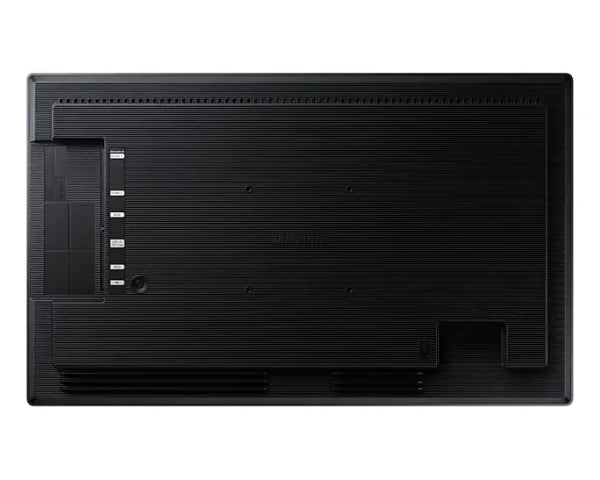 Rear interface of Samsung model LH24QBCEBGCXUE showing HDMI and RJ-45 connectivity terminals. MoIAT compliant industrial hardware for regional GCC projects with fast local delivery from the Trianze Tech Dubai hub.