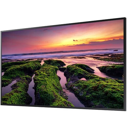 Samsung QB75B 75 inch Crystal UHD 4K signage display featuring an ultra-slim 28.5mm chassis and 16/7 industrial runtime. Professional hardware available for B2B procurement in Dubai and Abu Dhabi via Trianze Tech.