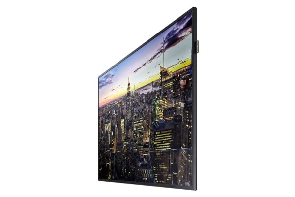 Samsung QM49F 49 inch 4K UHD signage display featuring Edge-Lit LED technology and 24/7 industrial runtime. High-performance hardware available for B2B procurement in Dubai and Abu Dhabi via Trianze Tech.